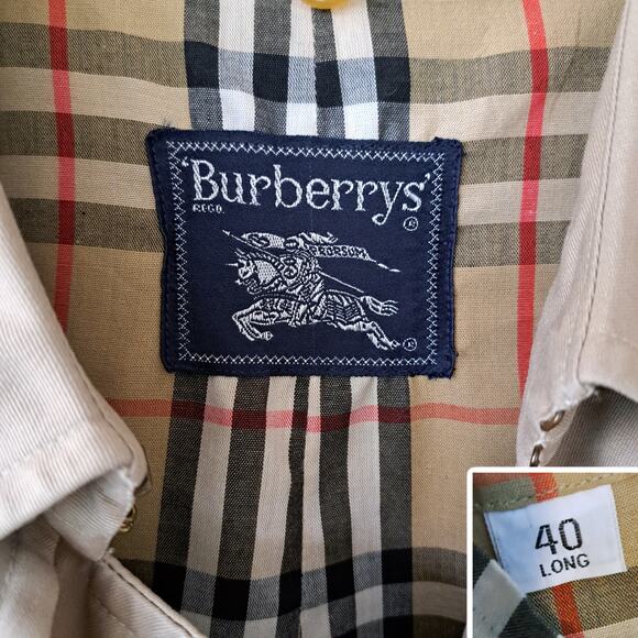 BURBERRY Vintage Men's Tan Trench Coat w/ Removable Wool Liner 40 Long *flaws - Picture 3 of 15